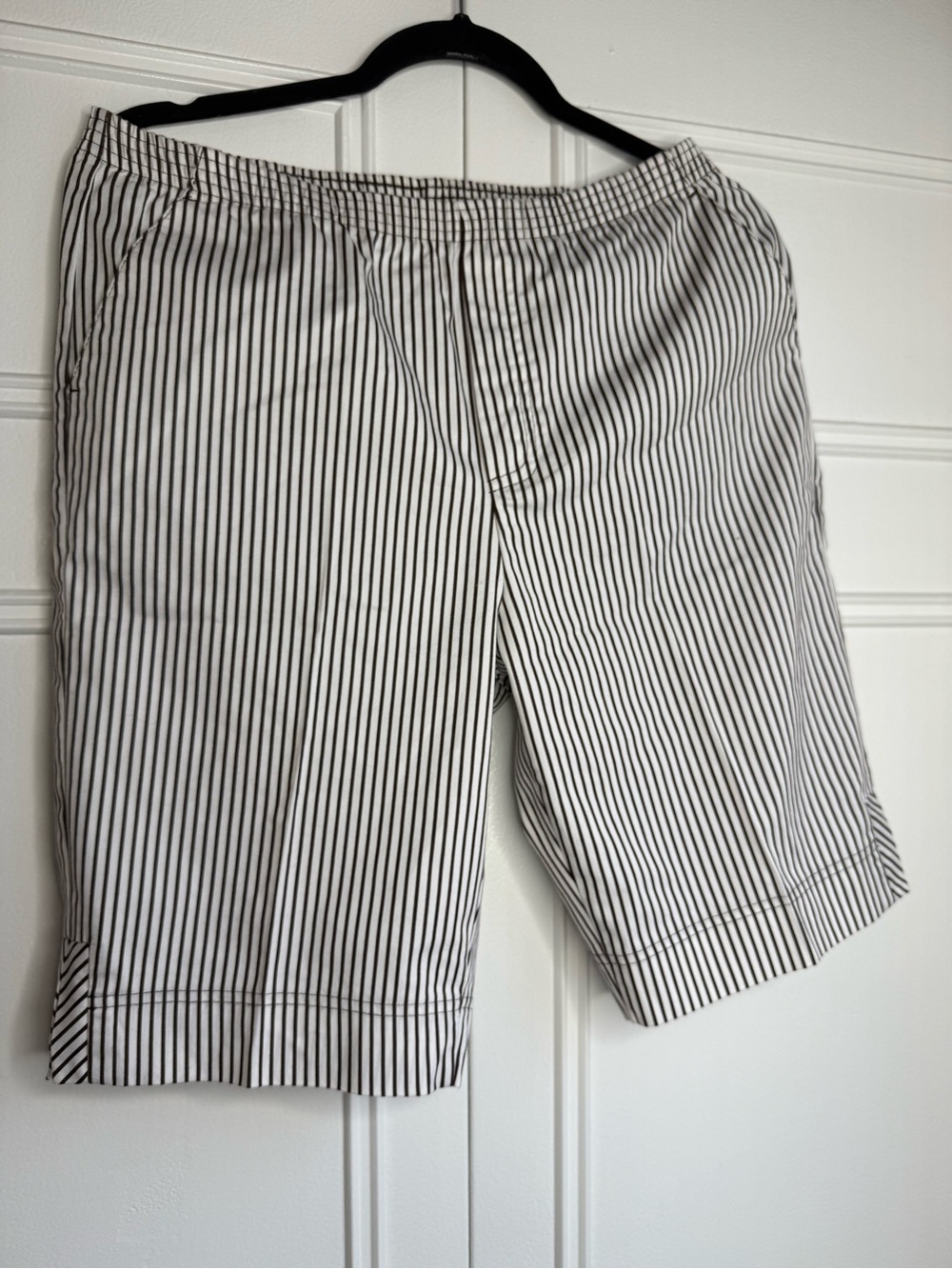 NY Collection White Shorts with Black Pinstripes